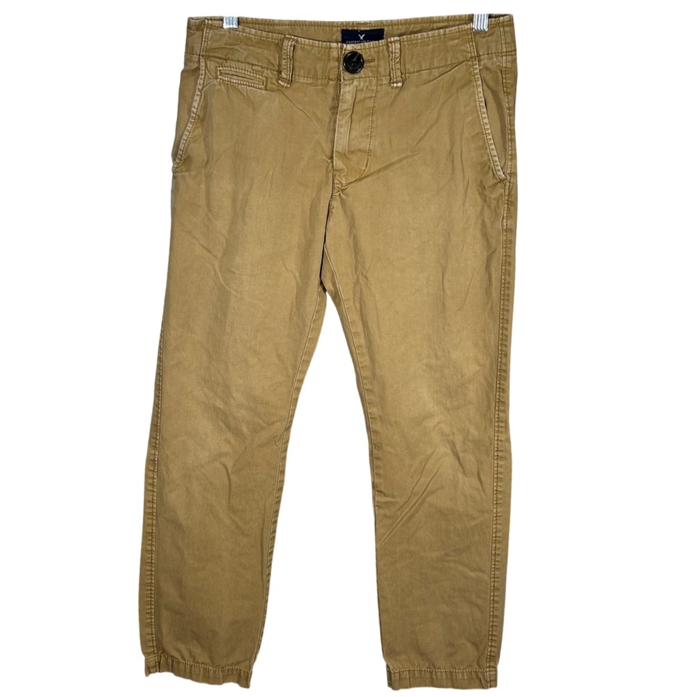 American Eagle Outfitters Mens Slim Straight Chino Pants Size 28x30 Tan